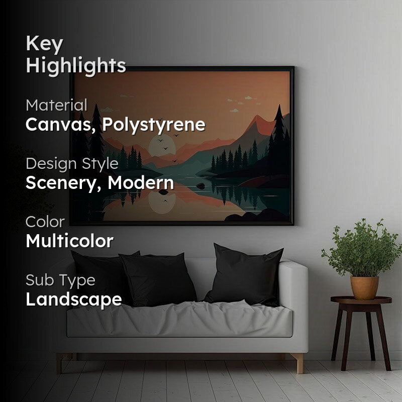 Minimalist Mountains Range Canvas Wall Painting - Black Frame media 2