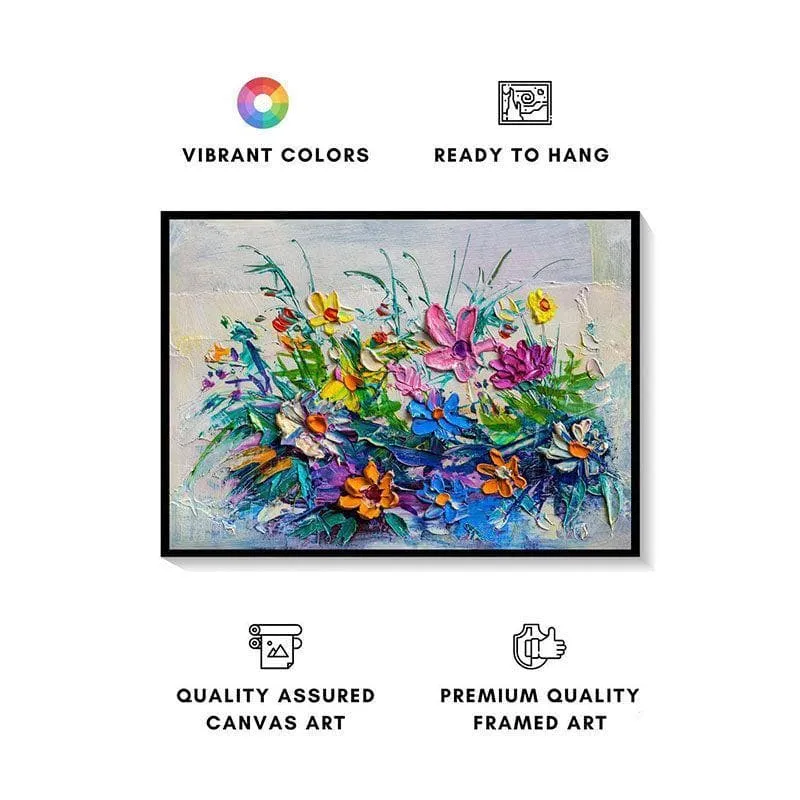 Bouquet Of Flowers Multicolored Wall Painting - Black Frame media 4