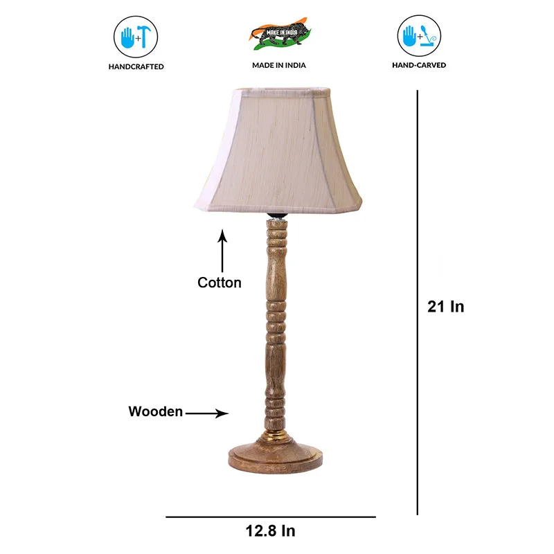 Vintage Vibe Table Lamp With Wooden Base - White,Brown media 6