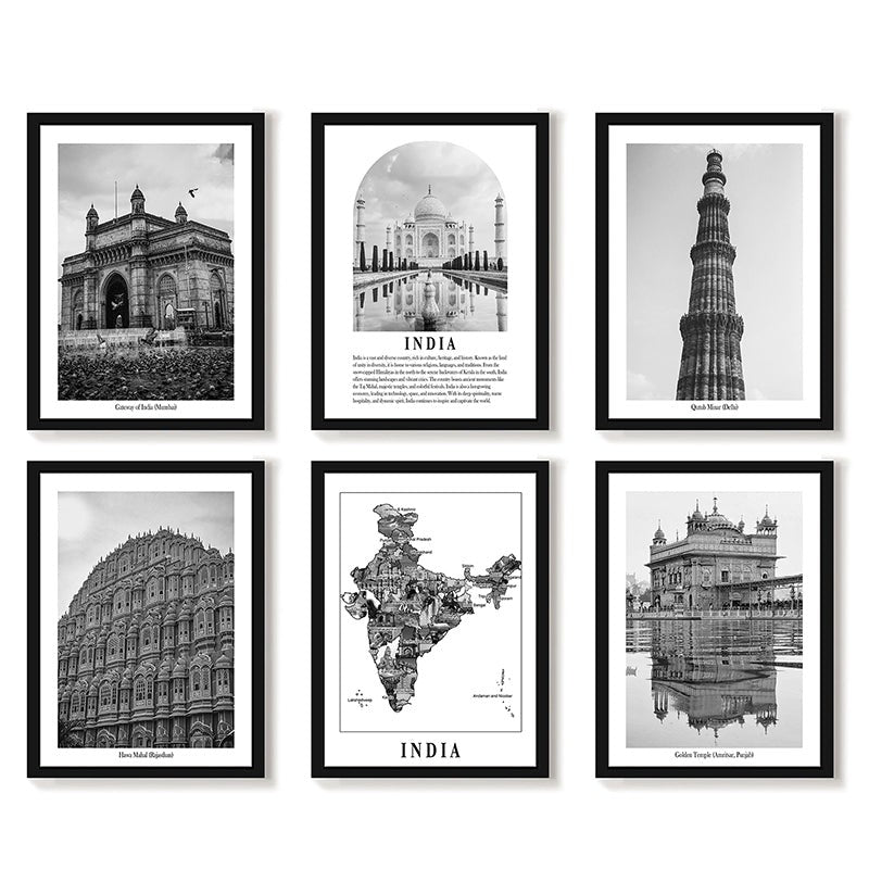 Monochrome Monuments I Wall Art With Frame - Set Of Six media 4
