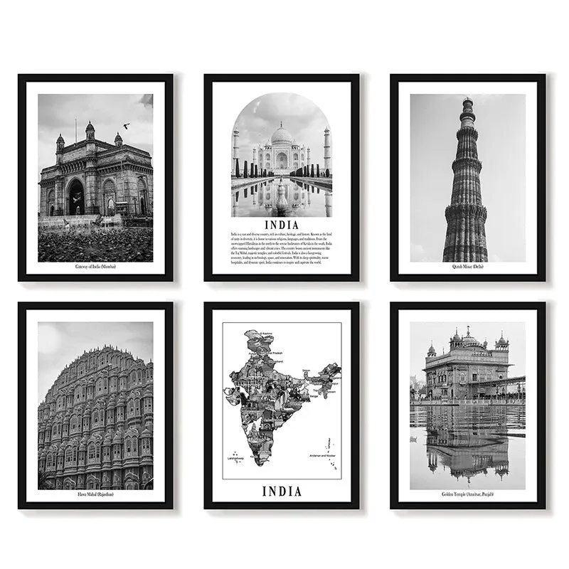 Monochrome Monuments I Wall Art With Frame - Set Of Six media 4