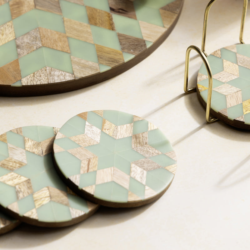 Blue Star Round MDF Platter With Coaster - Eight Piece Set media 3
