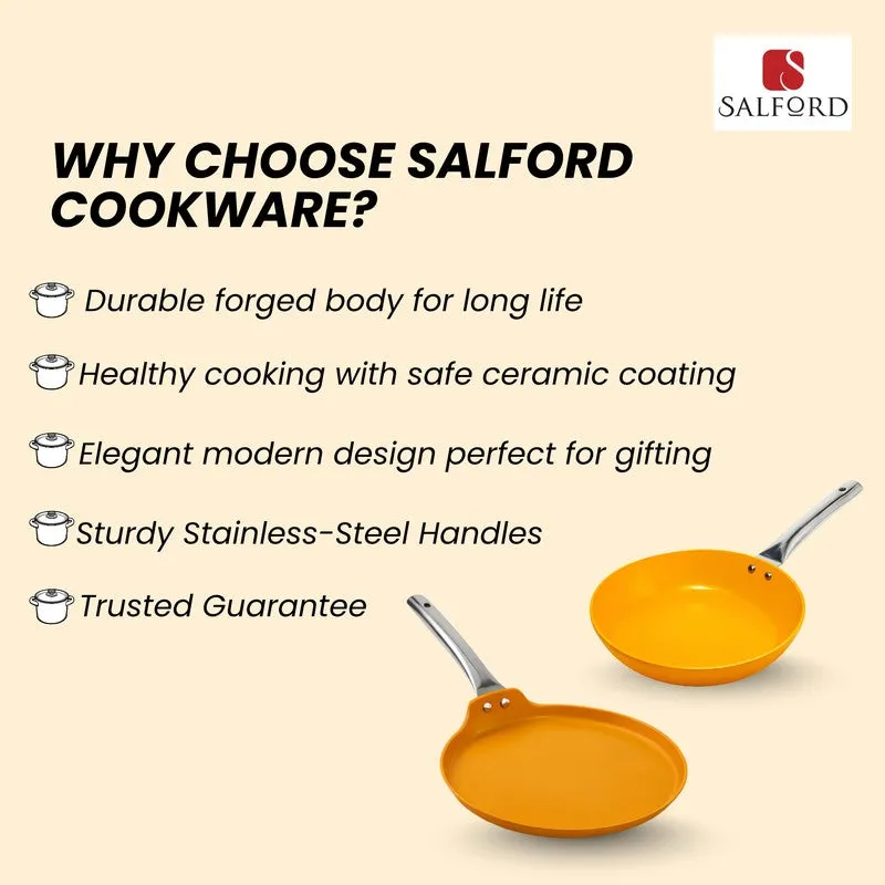 Salford Ceramic Forged Non Stick Frypan & Tawa (Mustard Yellow) - Set of Two media 9