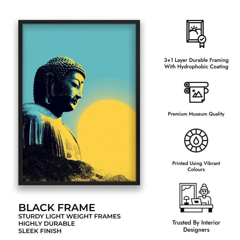 Buddha In Golden Aura IV Archival Paper Wall Painting With Black Frame media 9