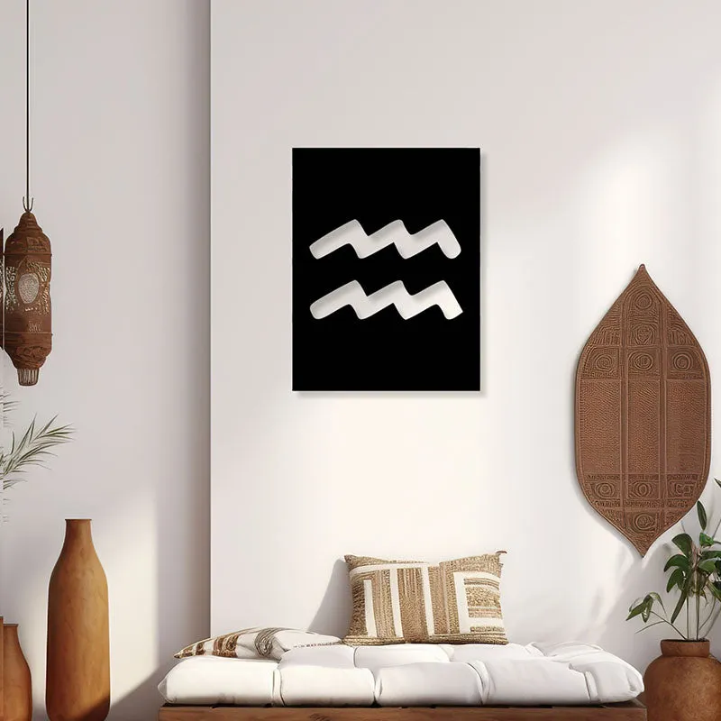Aquarius Zodiac Sign Black Iron Wall Accent media 1
