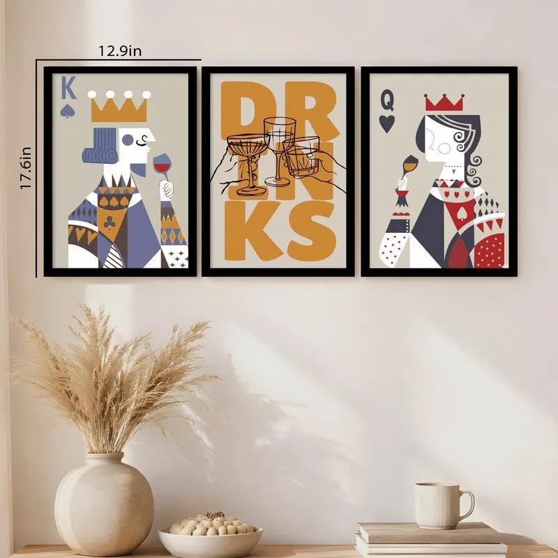Poker King and Queen Paper Wall Painting With Frame - Set Of Three media 11