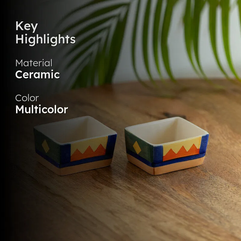 Vertex Handpainted Ceramic Dip Bowl (80 ML) - Set Of Two media 2
