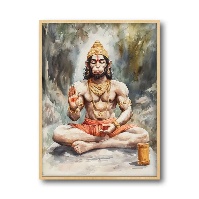 Anjaneya's Tapas Spiritual Archival Paper Wall Painting - Natural Brown Frame media 5