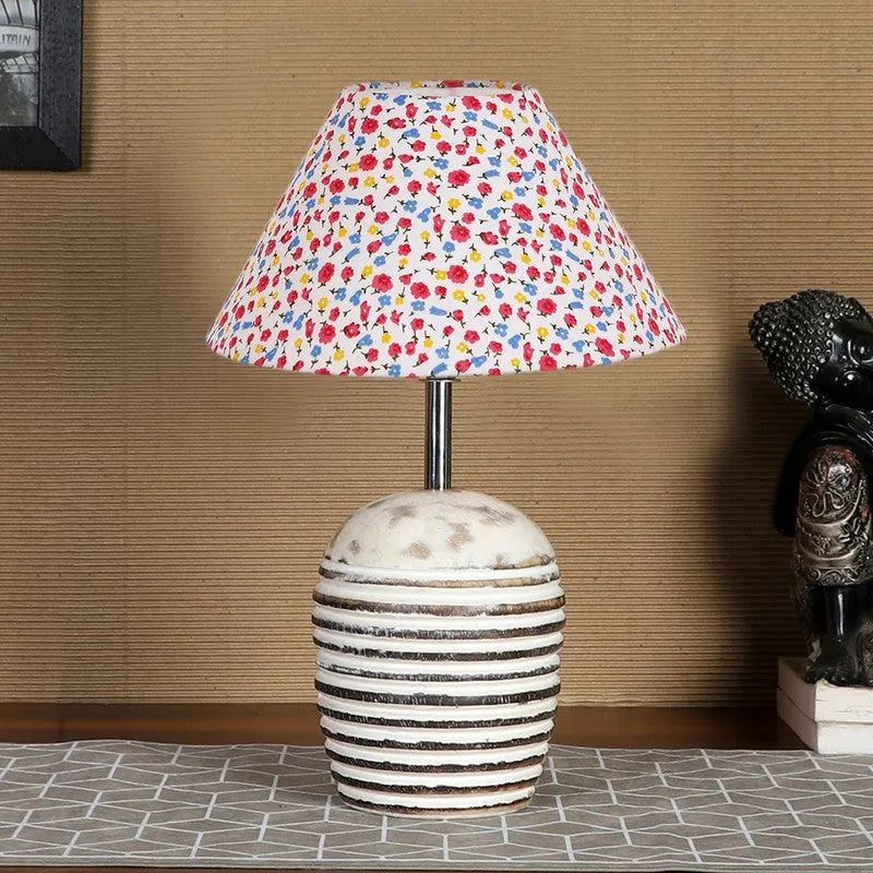 Celionis Cotton Table Lamp With Wooden Base - Multicolor media 4