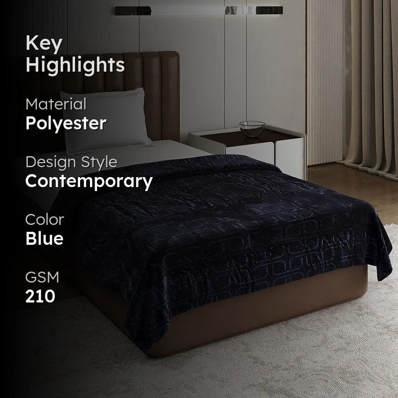 Monte Carlo Warmora Geometric Print Polyester Blanket (Dark Blue) - 210 GSM media 2