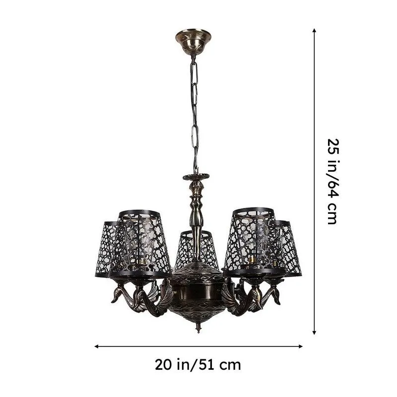 Enva Etched Mayoor Golden Antique Ceiling Lamp media 6