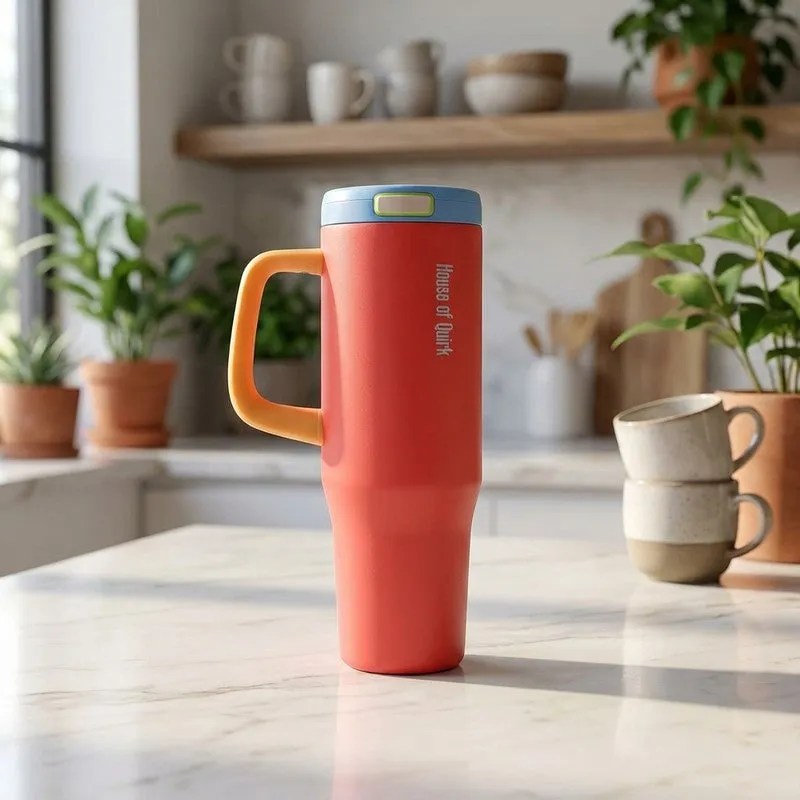 AuraGrip Stainless Steel Tumbler (1200 ML) - Orange media 1