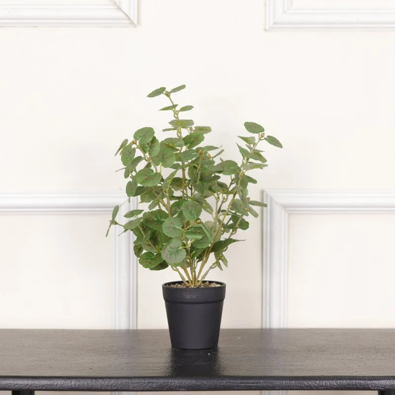 Artificial Geranium Plant With Black Fiber Pot (Green) - 1.4 Feet media 3