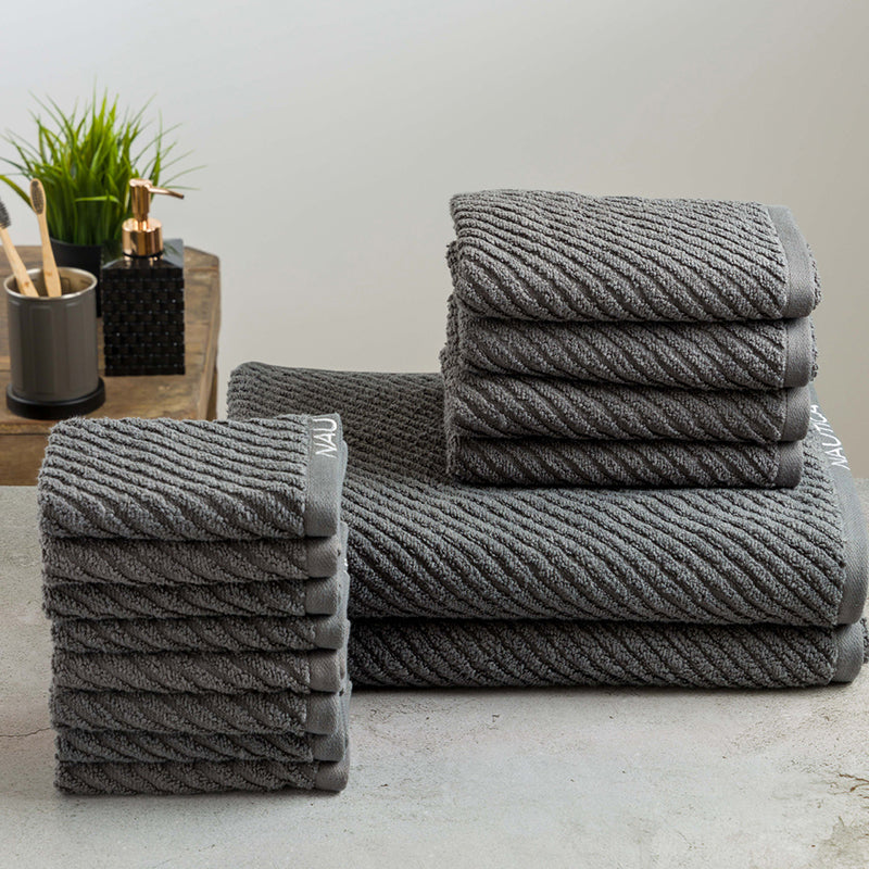 Nautica Riviera Soft Cotton Towel Set (Dark Grey) - Set Of Fourteen media 4