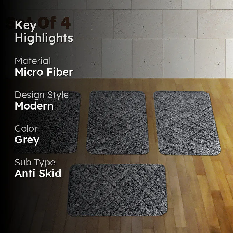 Zella Anti Skid Bath Mat (Grey) - Set Of Four media 2
