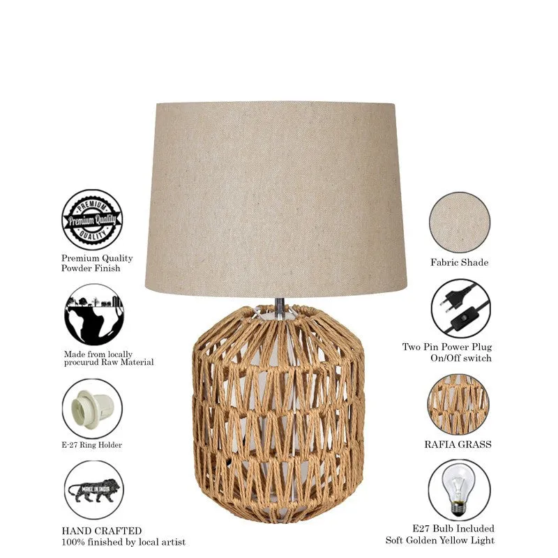 NeoAura Modern Raffia Table Lamp - Beige media 7