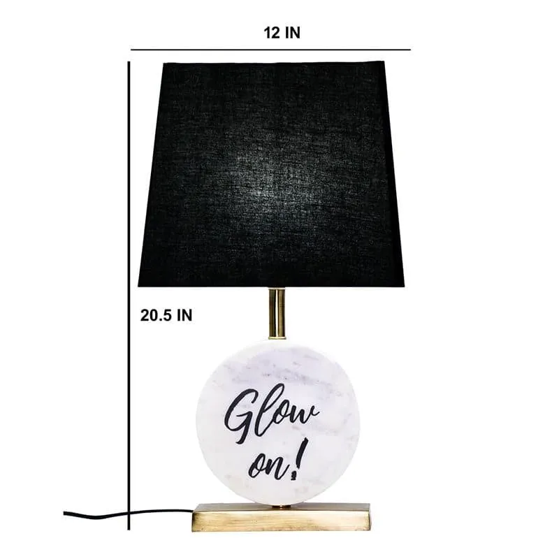 Glow On Marble & Brass Base Fabric Table Lamp - Black,White media 4