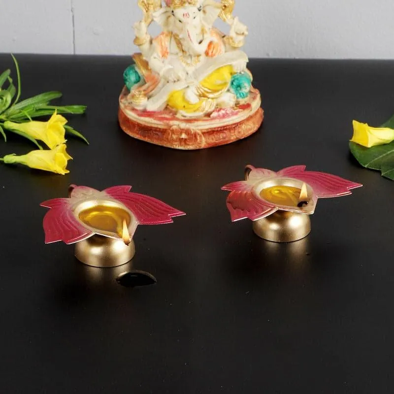 Red Pushkar Tealight Holder - Set Of Two media 1