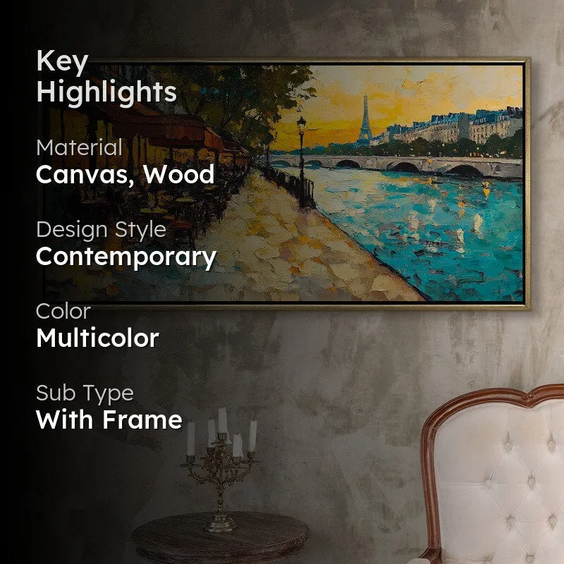 Azure Horizon Wall Painting With Frame media 2