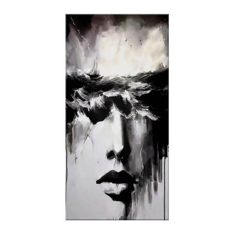Surreal Face In Ocean Waves Poly Canvas Wall Painting media 4