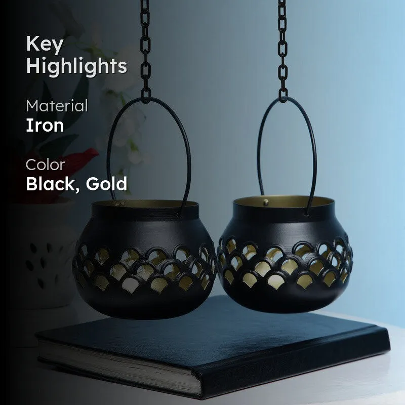 Marakki Matki Tealight Candle Holder (Black) - Set Of Two media 2