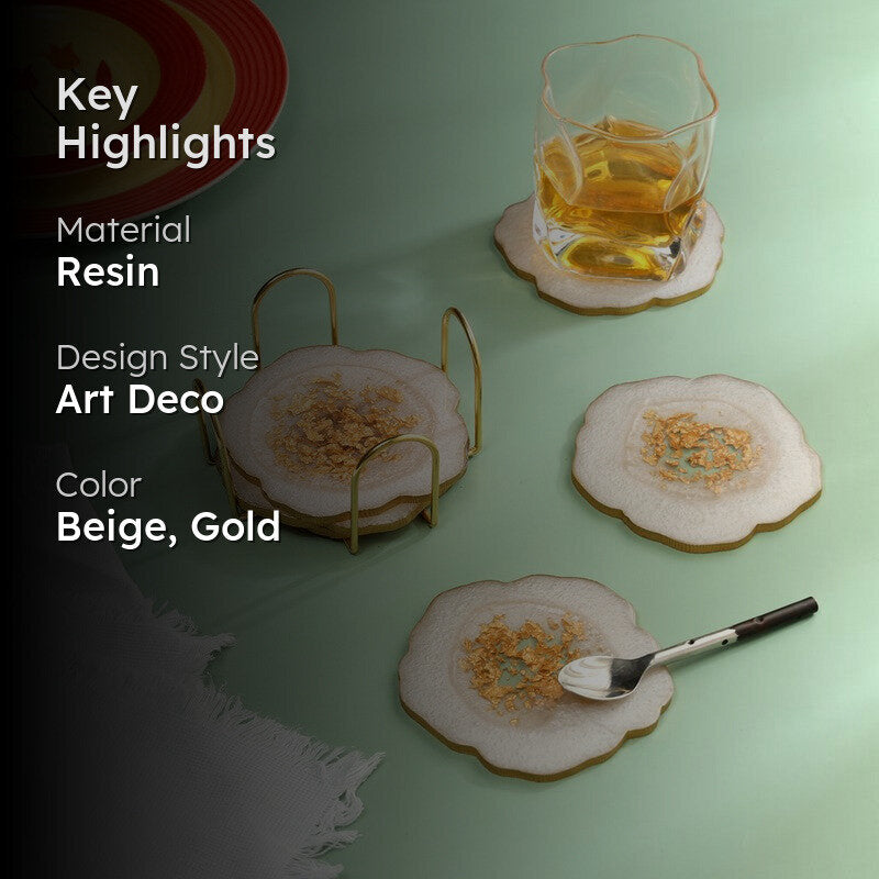 Celeste Crystal Coaster With Stand (White) - Seven Piece Set media 2