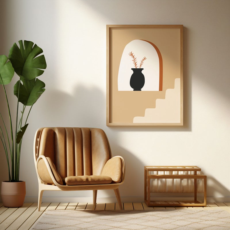 Sunlit Alcove Canvas Wall Painting With Brown Frame media 6