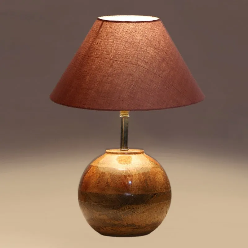 Auryon Cotton Table Lamp With Wooden Base - Grey media 4