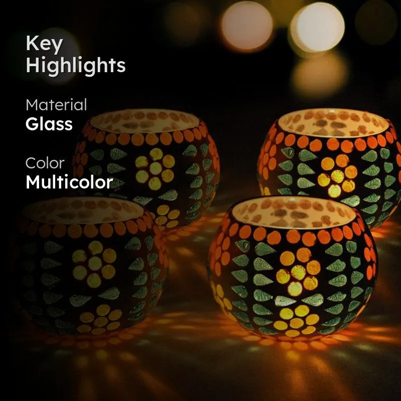 Floral Dot Tealight Candle Holder - Set Of Four media 2