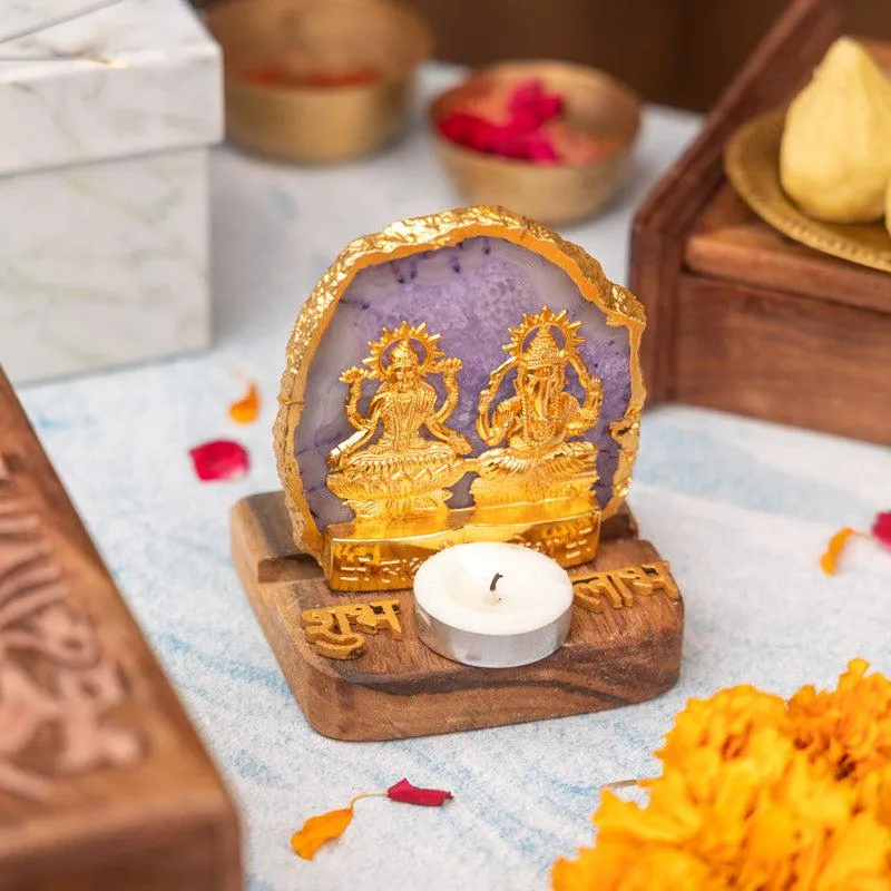 Divine Laxmi Ganesha Agate Festive Gift Box - Violet media 4