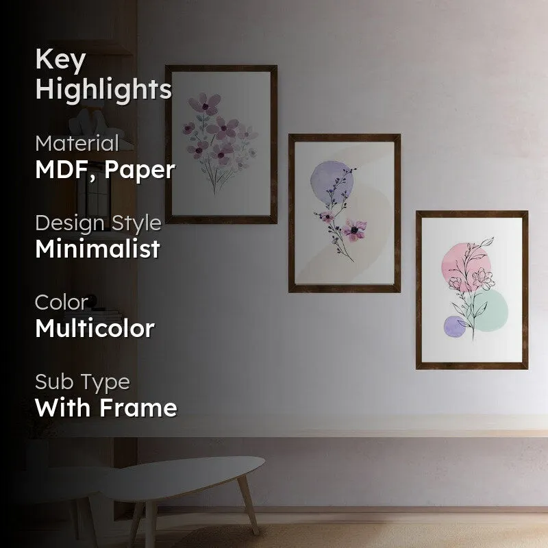Dreamy Florals Paper Wall Painting With Frame - Brown media 2