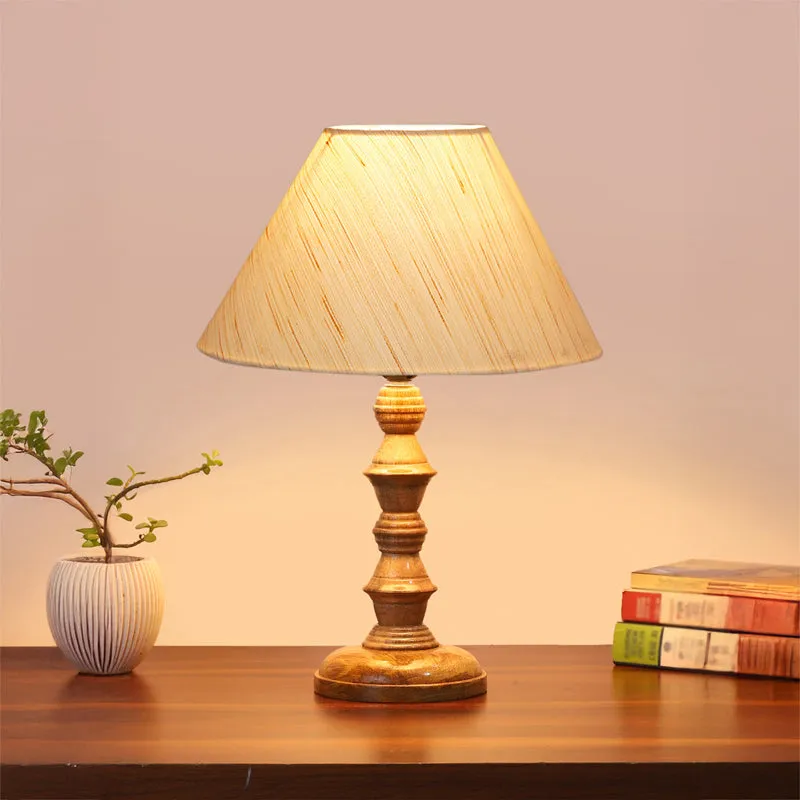 Cotin II Timber Wooden Table Lamp - Ivory,Brown media 2
