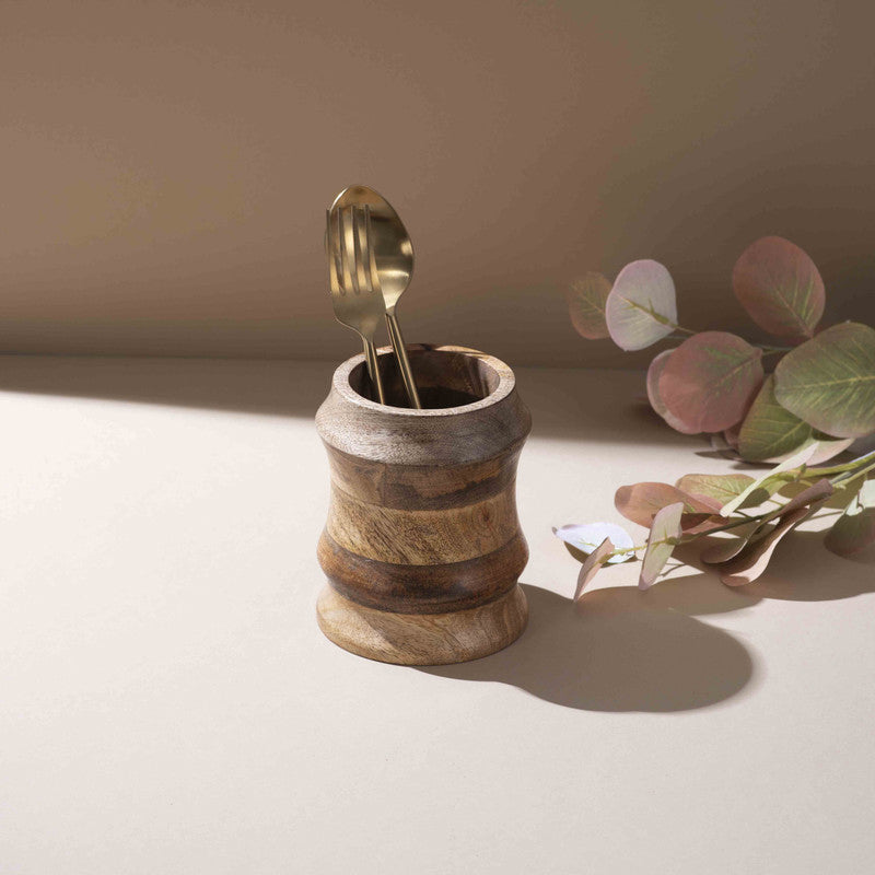 Soriva Handcrafted Mango Wood Cutlery Stand media 4