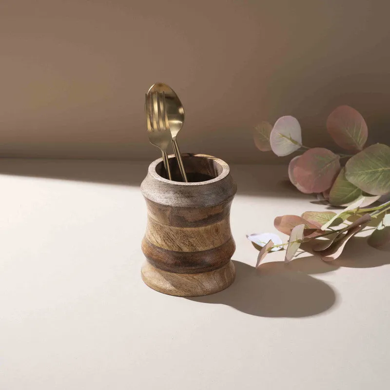 Soriva Handcrafted Mango Wood Cutlery Stand media 4