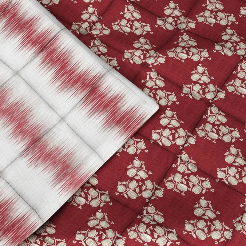 Minas Floral Reversible Microfiber Comforter (Red) - 120 GSM media 11