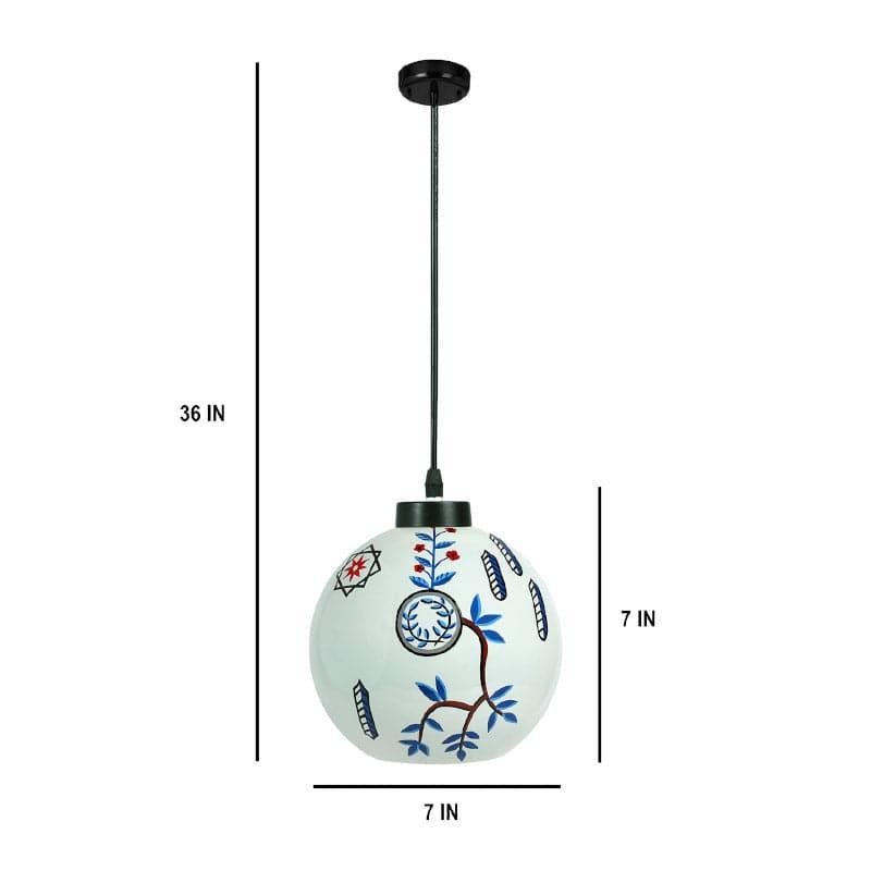 Botanical Berge Moon Hand Painted Glass Ceiling Lamp media 5