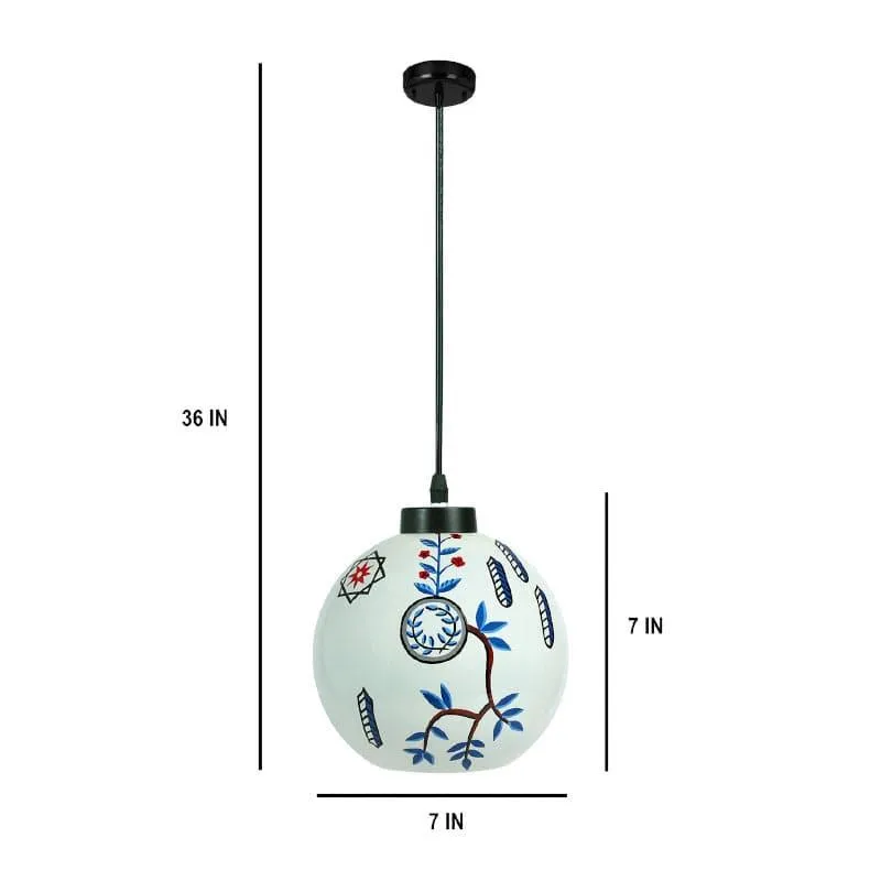 Botanical Berge Moon Hand Painted Glass Ceiling Lamp media 5