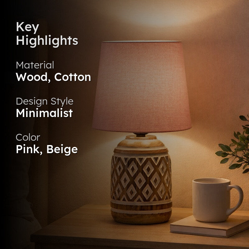 CleanEdge Wooden Table Lamp - Pink media 2