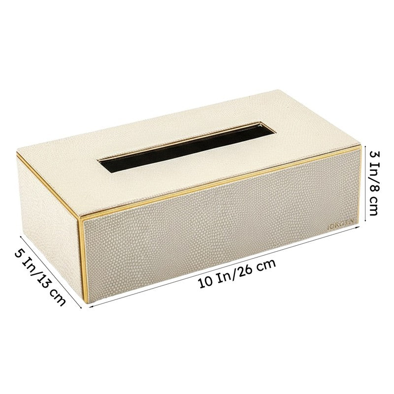 Tisquo Edge Faux Leather Tissue Box - Ivory media 9