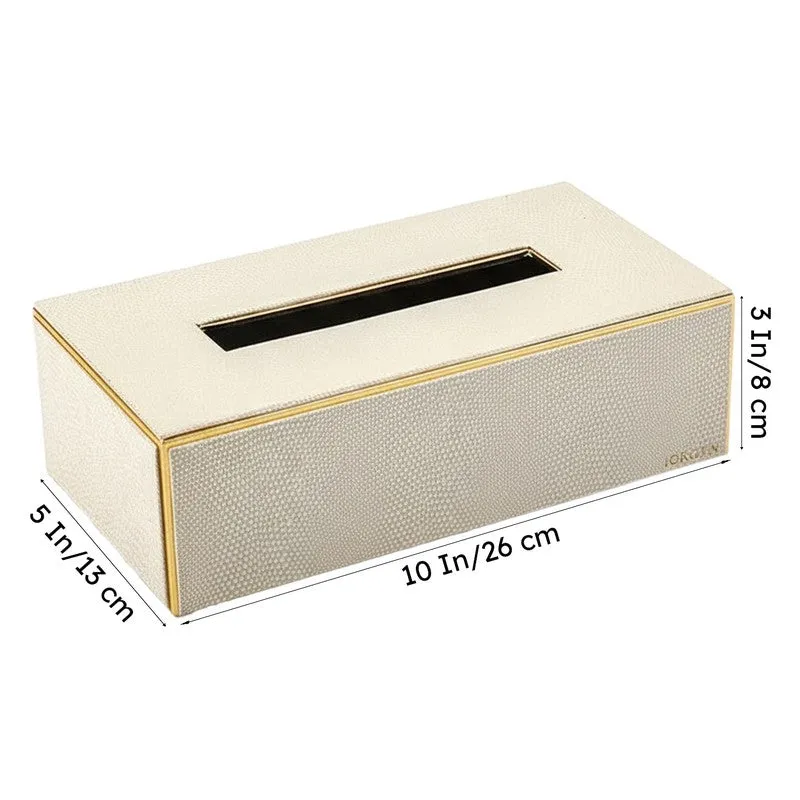 Tisquo Edge Faux Leather Tissue Box - Ivory media 9