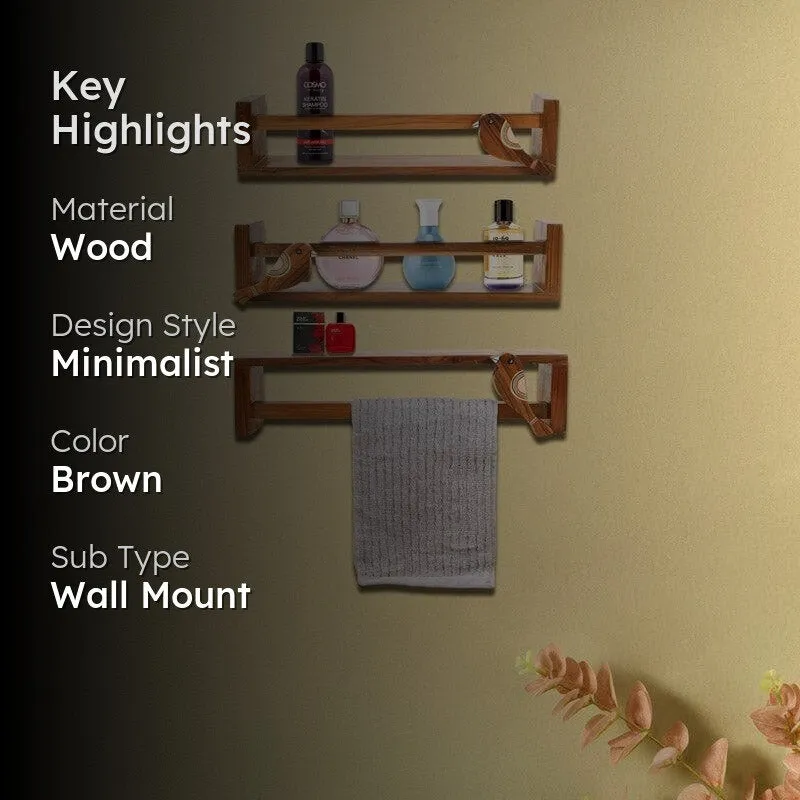 Teak Wall Shelf - Set Of Three media 2