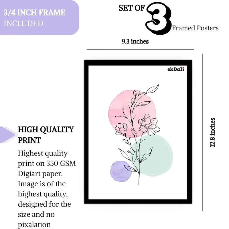 Dreamy Florals Paper Wall Painting With Frame - Black media 10
