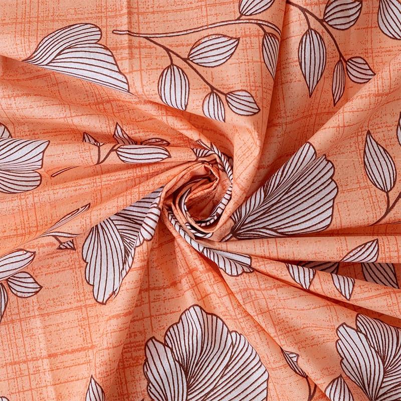 Manora Floral Cotton Bedsheet (Orange) - 144 TC media 5