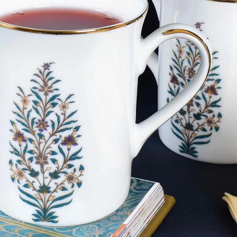 Gilded Shahi Classic 24k Gold Brushed Porcelain Coffee Mug (300 mL Each) - Set Of Four media 6