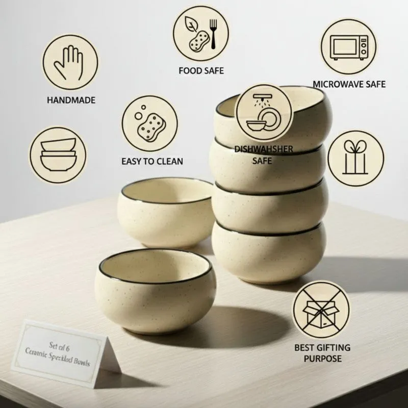Culine Ceramic Snack Bowls (White, 150 mL Each) - Set Of Six media 4