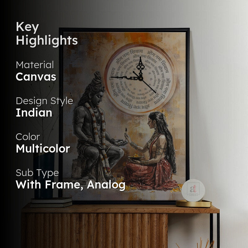 Shiva Shakti Wall Art With Clock media 2