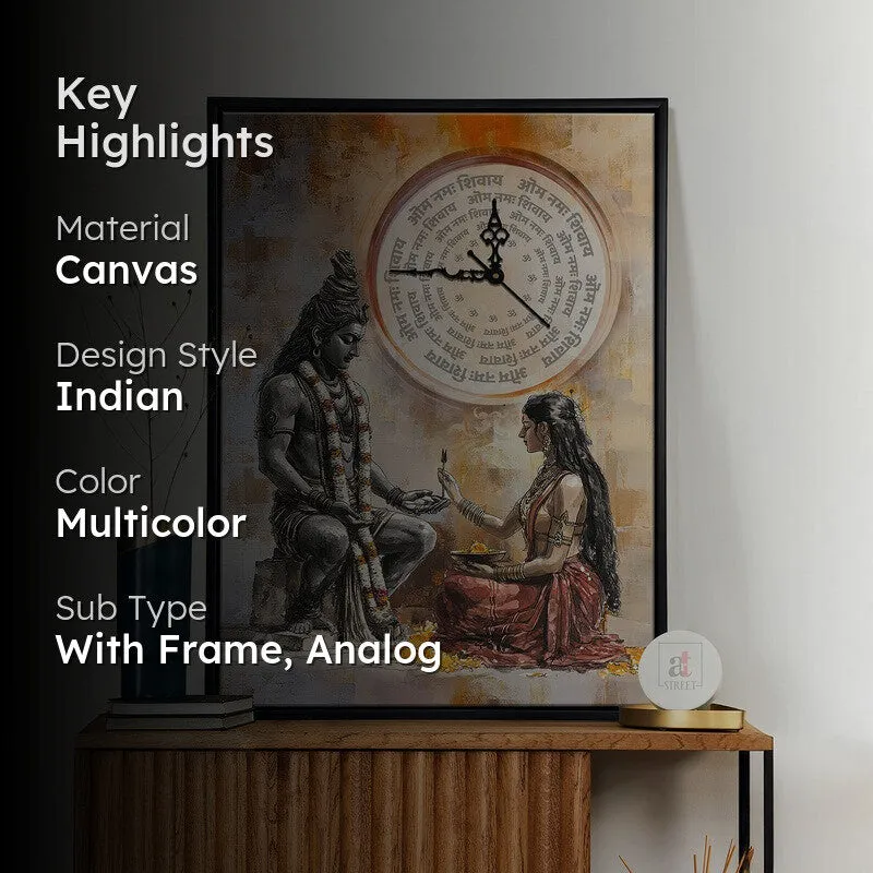 Shiva Shakti Wall Art With Clock media 2