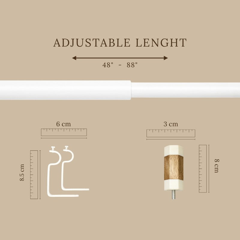 Opaline Extendable 1" Single Curtain Rod With Round Finial & Brackets media 5