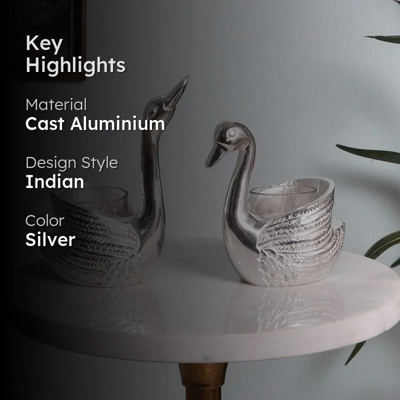 Royal Swan Tealight Candle Holder (Silver) - Set Of Two media 2