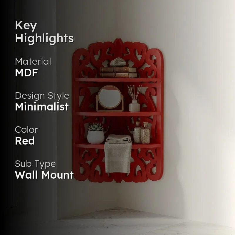 Alderidge Corner Floating Shelf - Red - 2